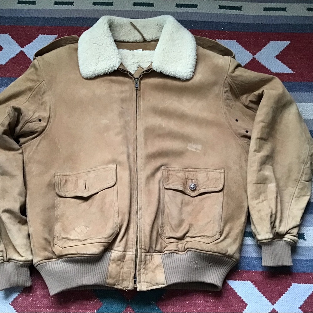 Nordstrom Mens bomber zipper jacket, soft suede leather 42R